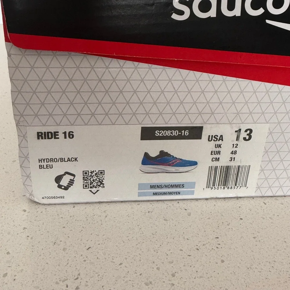Saucony Ride 16 Mens Running Shoes Size‎ 13 Hydro Black Blue S20830-16